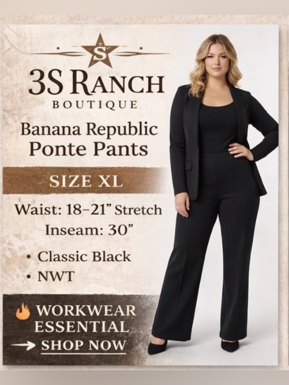 ✨ Banana Republic Black Ponte Pants – Size XL – NWT ✨